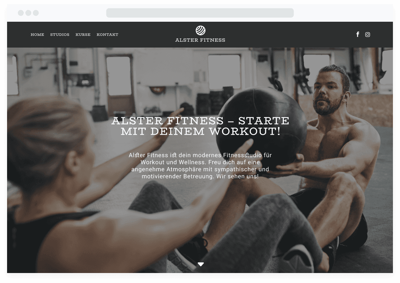 Beispiel für eine Fitness-Website mit Online-Buchungstool.