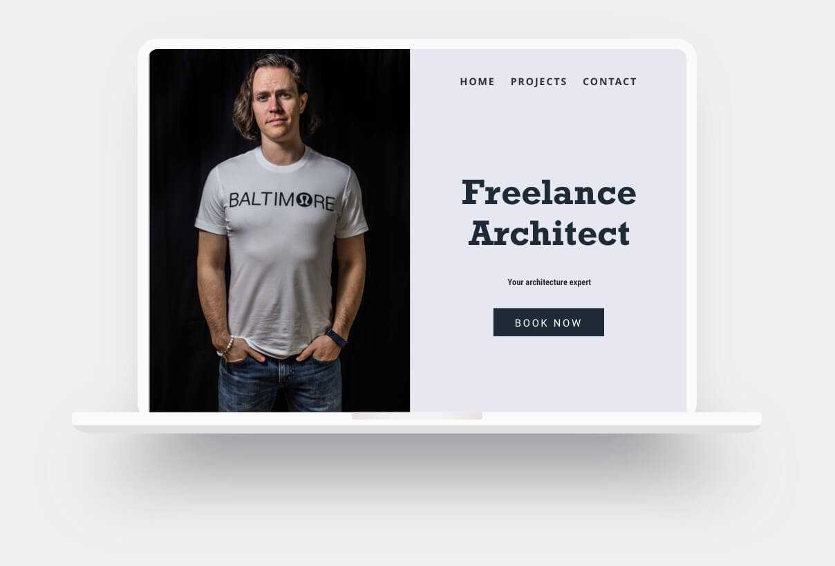 Exemple d'un site d'un architecte freelance créé avec Jimdo