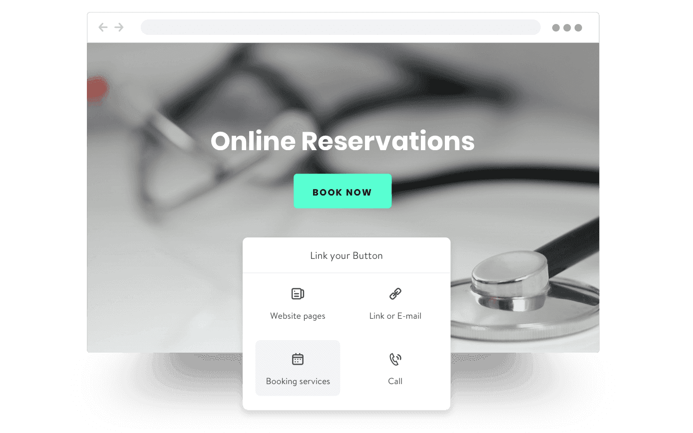 Example of a web page where patients can make a booking online.